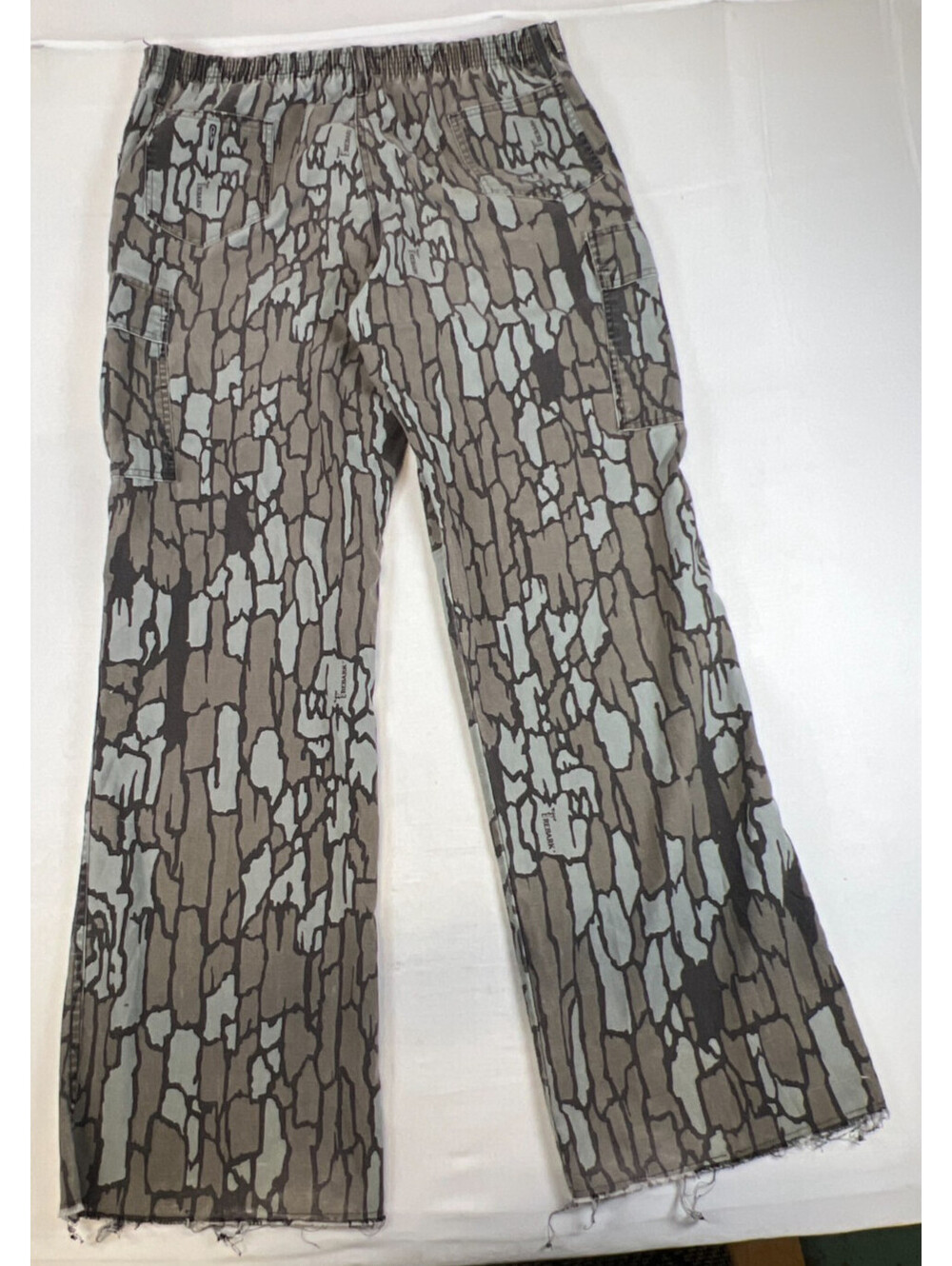 REBARK Vintage Men XL Gray Tree Bark Camo Pants Made in USA Y2K